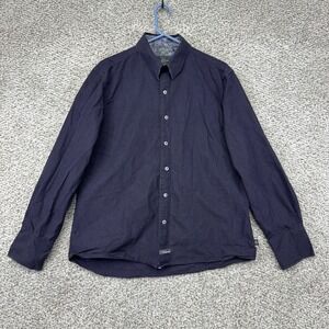 Scott Weiland‎ Collection Men's Size Large Purple Check Floral Accents Button Up